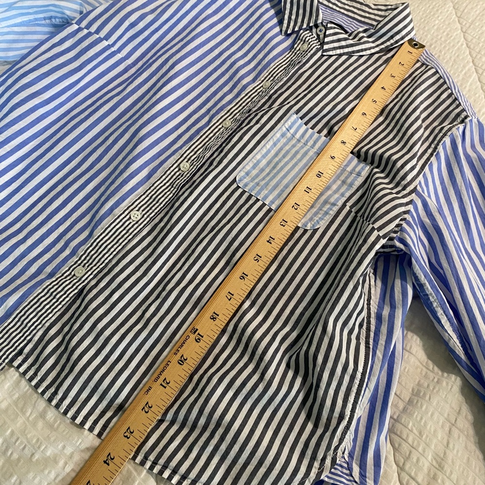 Talbots Boyfriend Shirt - Blue & Gray Poplin Button Down - Mixed Stripe L - Picture 9 of 12